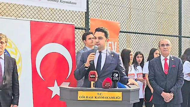 Gölbaşı Kaymakamı Seyhan Adıyaman Gölbaşı'nda basketbol saha açılışında konuştu