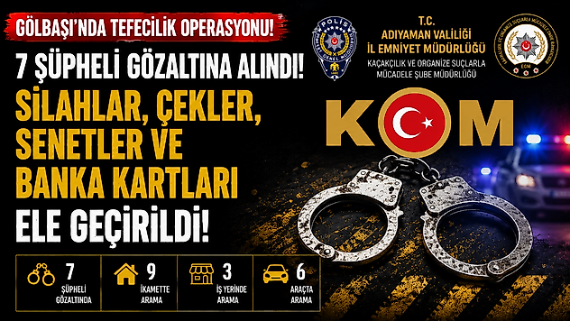 Gölbaşı'nda Tefecilik Operasyonu: Silahlar, Çekler ve Senetler Ele Geçirildi