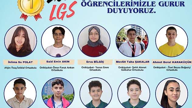 Kahramanmaraş'ta LGS'de büyük başarı: 10 öğrenci 500 tam puan aldı