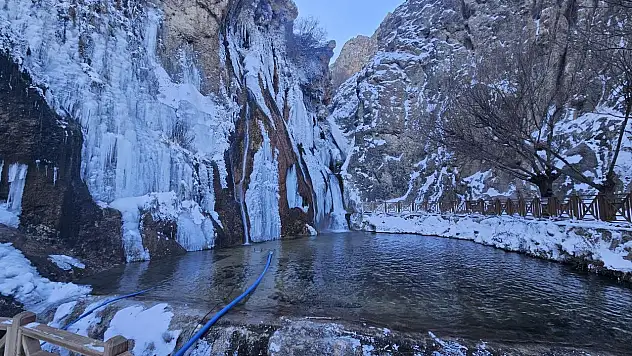Malatya'da Gürpınar Şelalesi buz tuttu