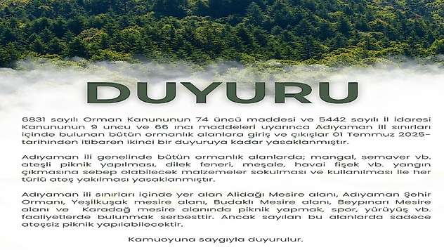 Önemli Uyarı: Adıyaman'da giriş yasaklandı