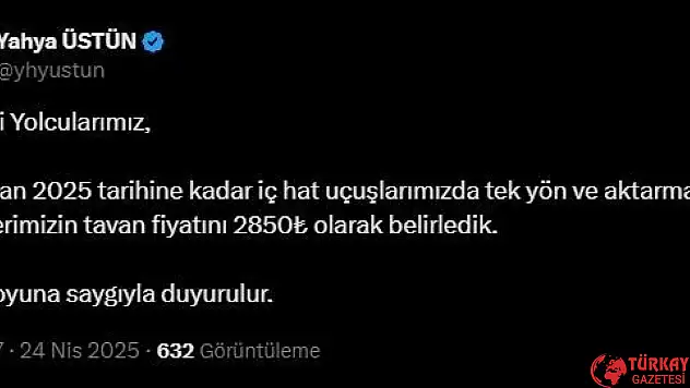 THY'de yeni tavan fiyat