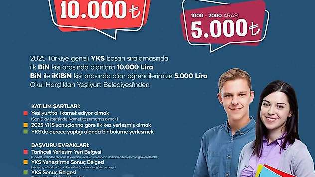 YKS'de ilk 2 bine giren öğrencilere Yeşilyurt'tan nakdi ödül