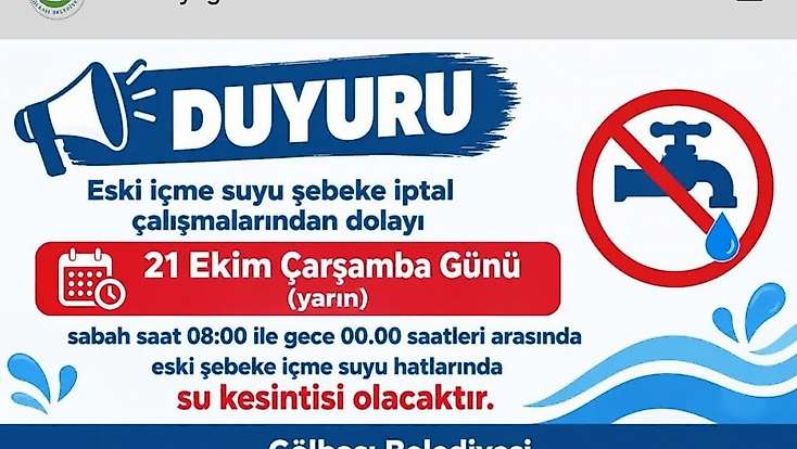 Gölbaşı Belediyesinden su kesintisi uyarısı
