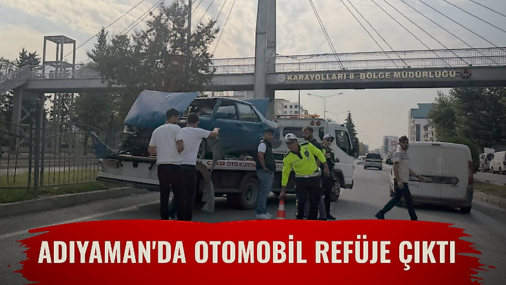 Adıyaman'da otomobil refüje çıktı