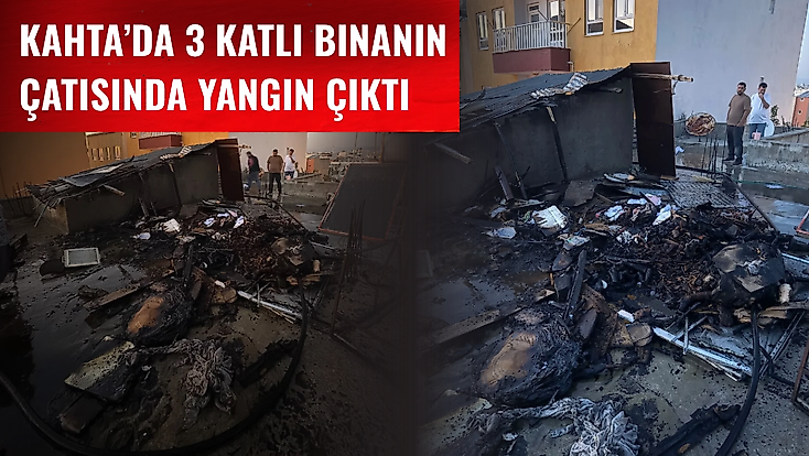 Kahta’da 3 Katlı Binanın Çatısında Yangın Çıktı