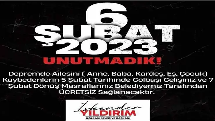 Gölbaşı belediyesinden depremzedelere ulaşım desteği