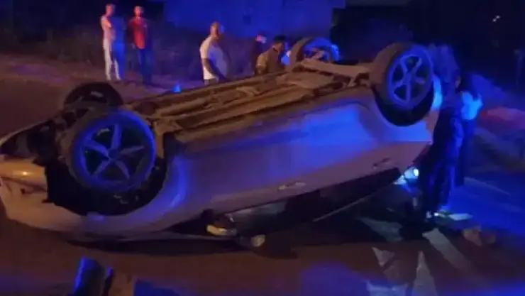 Gölbaşı'nda otomobil takla attı sürücü yara almadan kurtuldu
