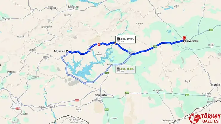 Adıyaman Diyarbakir arası kaç km? Otomobil, tren, otobüs ve uçakla kaç saat?