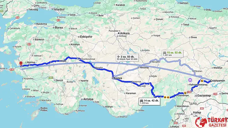 Adıyaman İzmir arası kaç km? Otomobil, tren, otobüs ve uçakla kaç saat?