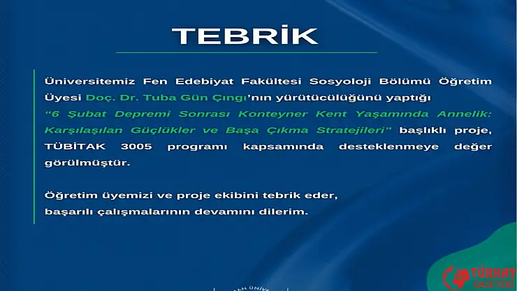 Adıyaman Üniversitesinde hazırlanan projeye TÜBİTAK desteği