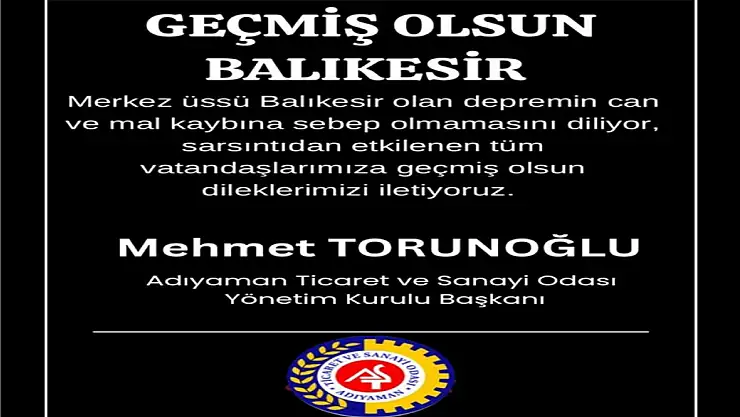 Başkan Torunoğlu: Geçmiş Olsun Balıkesir