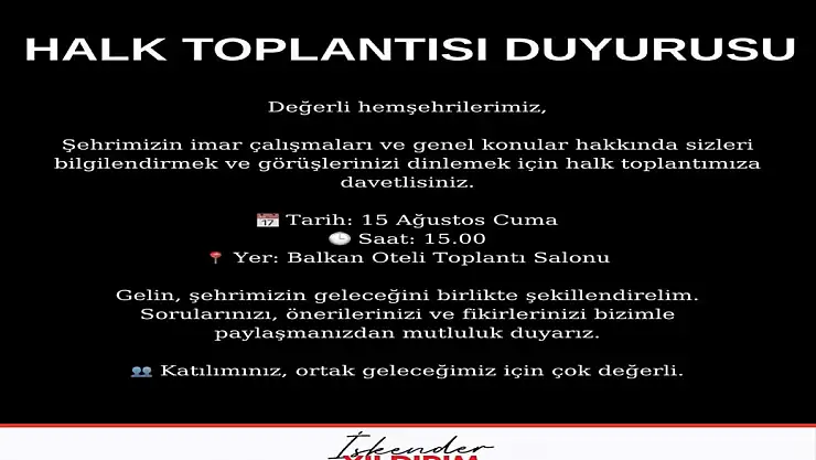 Başkan Yıldırım halk toplantısı düzenleyecek