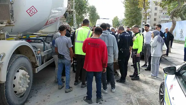 Beton mikserinin çarptığı kadın yaralandı