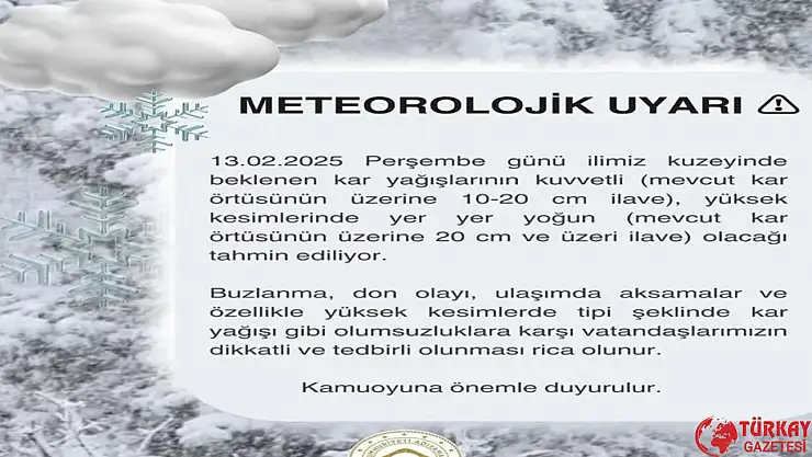 Çelikhan kaymakamlığından meteorolojik uyarı