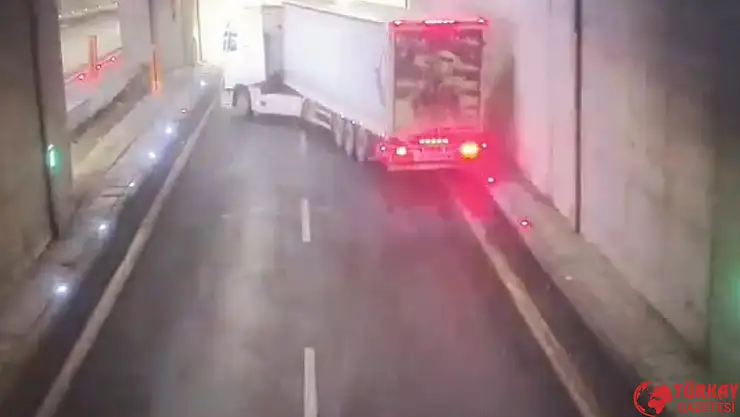 Erkenek Tüneli'ndeki kaza anı kamerada