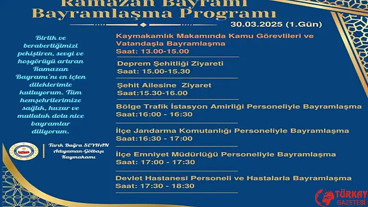 Gölbaşı'nda Ramazan Bayramı bayramlaşma programı belli oldu