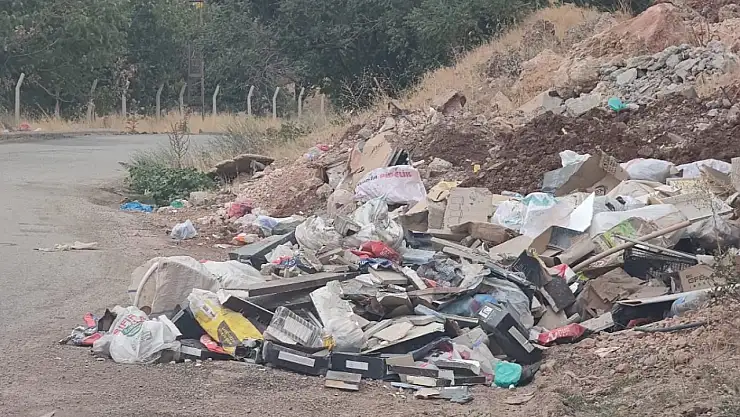 Adıyaman Gölbaşı'nda yol kenarına bırakılan çöpler çevre kirliliğine yol açıyor