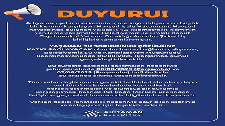 Kesintisiz su için kalıcı yatırım: Havşeri İsale Hattı yenilendi