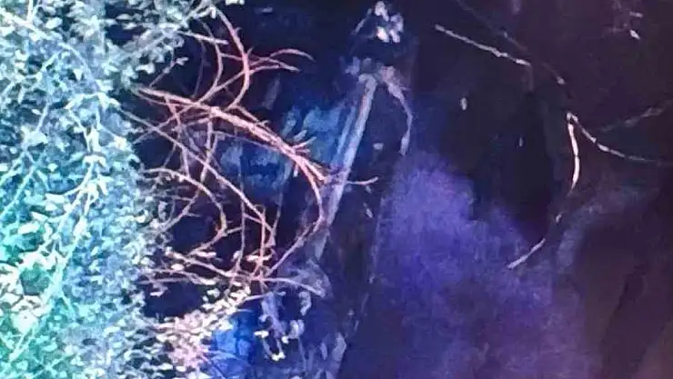 Malatya'da şarampole yuvarlanan araç alev aldı: 1 yaralı