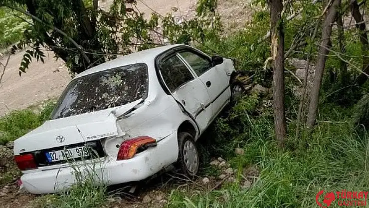Otomobil şarampole yuvarlandı