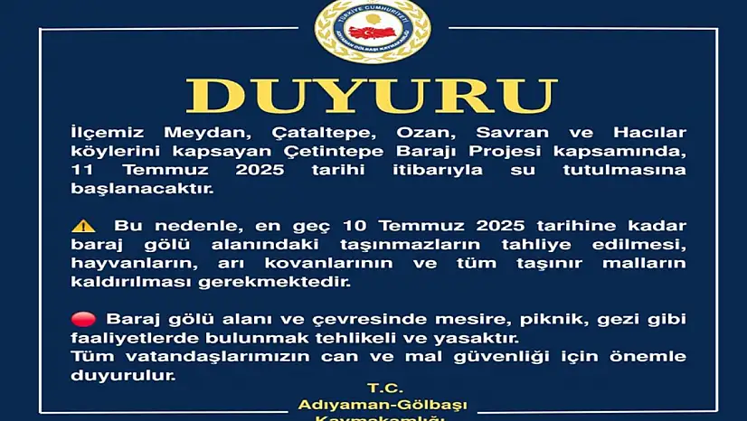 Gölbaşı Kaymakamlığından önemli uyarı!