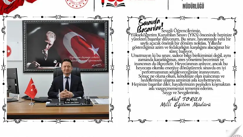 Torun, YKS sınavında öğrencilere başarı diledi