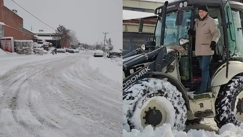 Besni Küçük Sanayi sitesinde kar temizliği