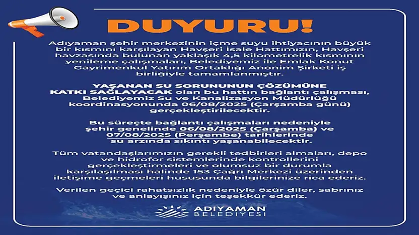 Kesintisiz su için kalıcı yatırım: Havşeri İsale Hattı yenilendi