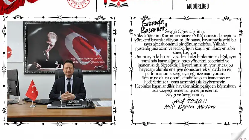 Torun, YKS sınavında öğrencilere başarı diledi