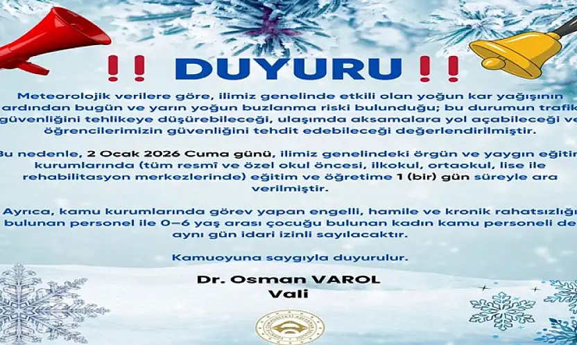 Adıyaman'da Cuma günü okullar tatil edildi