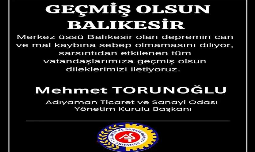 Başkan Torunoğlu: Geçmiş Olsun Balıkesir
