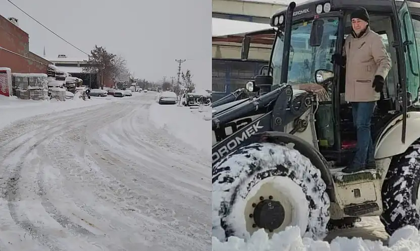 Besni Küçük Sanayi sitesinde kar temizliği