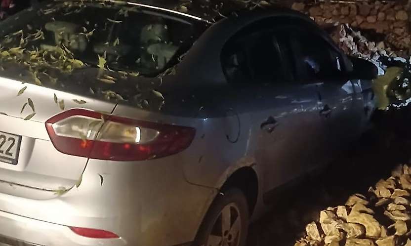 Adıyaman'da park halindeki otomobil heyelanda zarar gördü